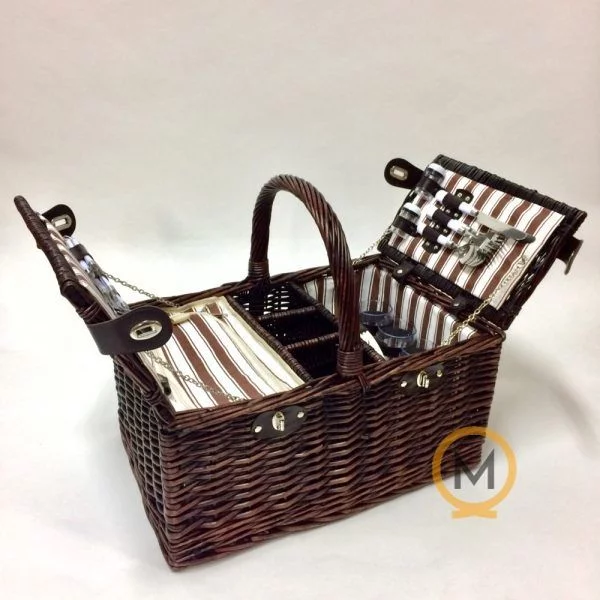 cesta picnic para 4 personas con bolsa térmica y portabotellas