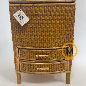 Costurero de mimbre en tireta miel 2 cajones - vista frontal